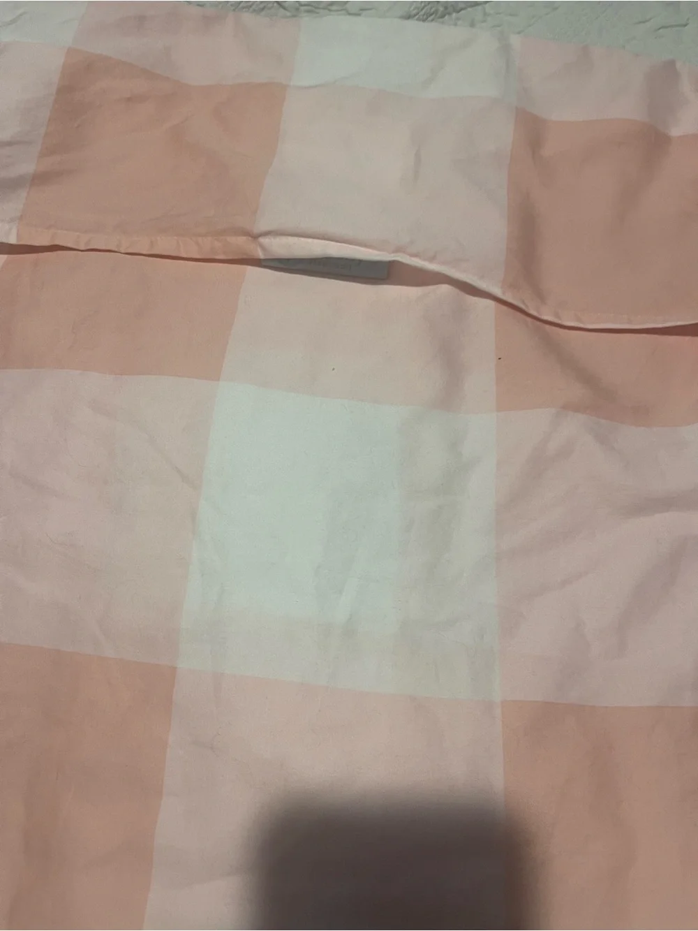 Pink and Cream Checkered Quilted pillow shams 19x25 (2) Home Bedding
